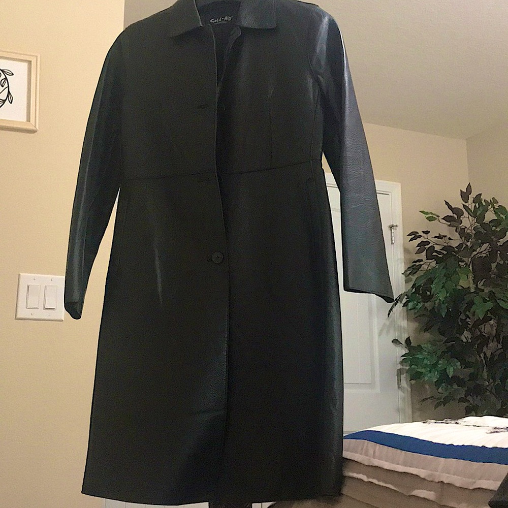 Black Long  Leather  Jacket